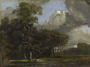 ウッドランドランドスケープ、c。 1816-1820（ミルボードに油彩）
